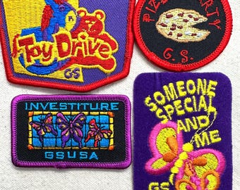 Vintage 2000s Girl Scout Fun Patches: Pizza party, Toy Drive and more - Sold separately