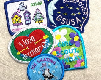 Vintage 2000s Girl Scout Fun Patches: Community Service, Ice Skating and more - Sold separately