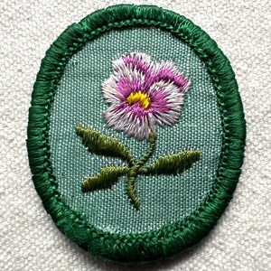 Vintage Troop Crest: Girl Scout Uniform Patch- Purple Pansy - Sold separately 1975-1978 design