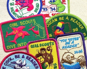 Vintage 1990s Girl Scout Reading Fun Patches - Sold separately