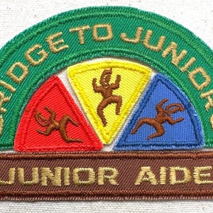 Vintage SET 1977-1986 Girl Scout Uniform Official Patches - Brownie B’s, Bridge to Juniors and Junior Aide -  Sold as set