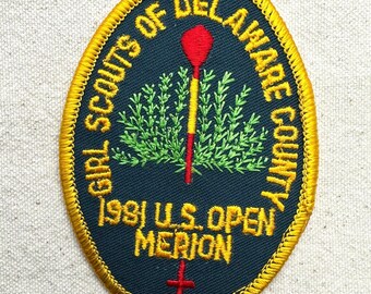 Vintage 1980s Girl Scout Event Patch – 1981 US Open - Merion Country Club - Girl Scouts of Delaware County (obsolete council)