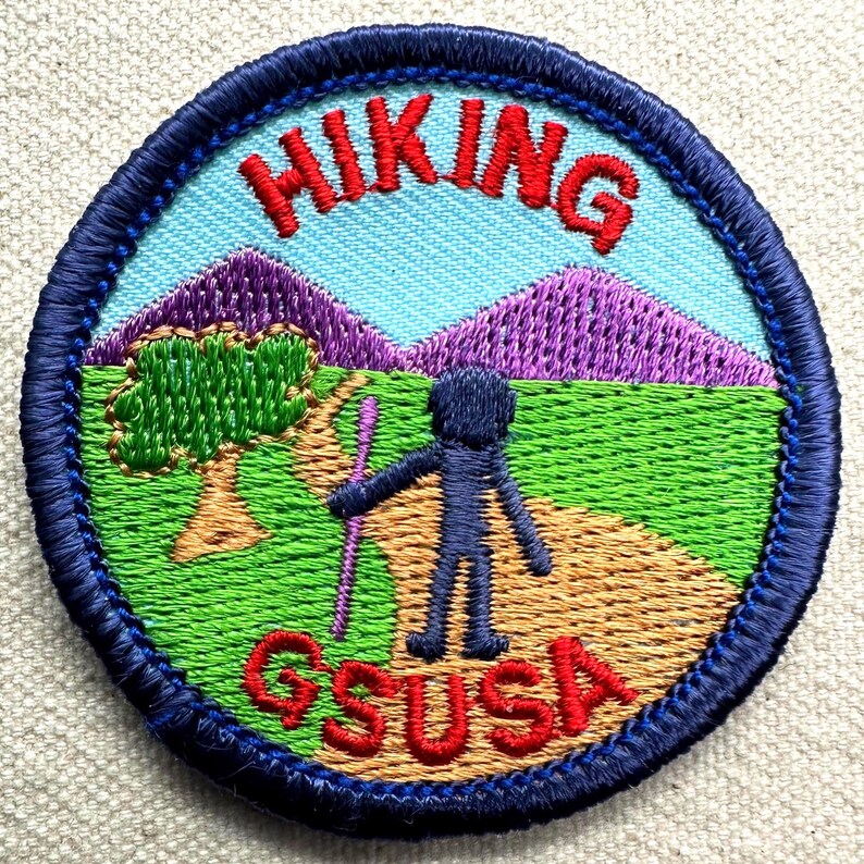 Vintage 1990s Girl Scout Fun Patches: Caroling, Hiking, Field trip - sold separately Hiking