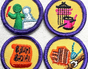 Vintage 1980-1999 Girl Scout Badges: RETIRED Junior Proficiency - Purple Border - Sold separately