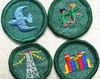 Vintage 1955-1960 Girl Scout Badges: RETIRED Intermediate Proficiency - CHEESECLOTH - Sold separately