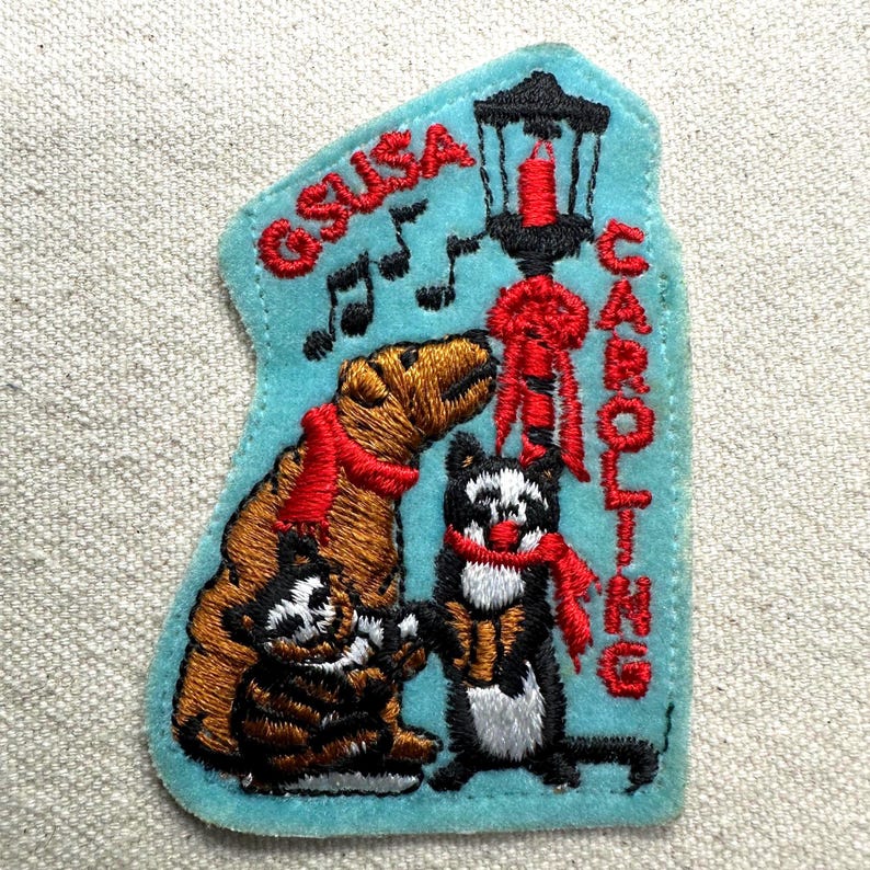 Vintage 1990s Girl Scout Fun Patches: Caroling, Hiking, Field trip - sold separately Caroling
