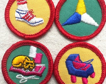Vintage 1980-1999 Girl Scout Badges: RETIRED Junior Proficiency – Red Border - Sold separately