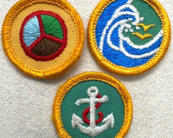 Vintage 1980-1999 Girl Scout badges: RETIRED Junior Proficiency – Yellow border - Sold separately