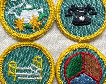 Vintage 1963-1974 Girl Scout Badges: RETIRED Cadette Proficiency - Cheesecloth Backing - Sold Separately