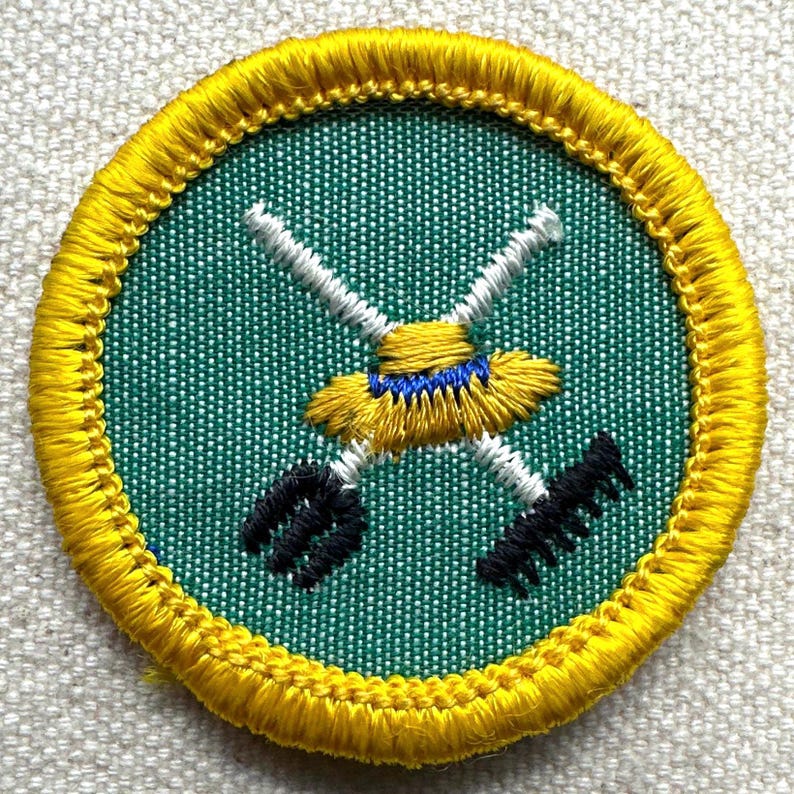 Vintage 1963-1974 Girl Scout Badge: RETIRED Cadette Proficiency - Cheesecloth backing - sold separately Food Raiser