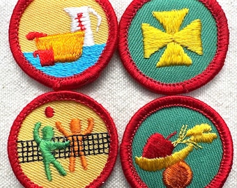 Vintage 1980-1999 Girl Scout Badges: RETIRED Junior Proficiency – Red Border - Sold separately