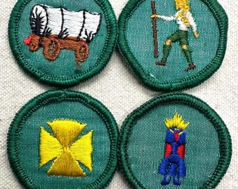Insignias vintage de Girl Scouts de 1963-1974: RETIRAS. Nivel Junior Proficiency - Reverso de tela de gasa - GSUSA - Se venden por separado.