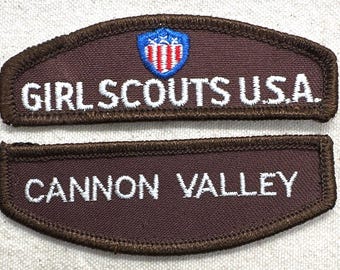 Vintage 1980s Girl Scout Brownie Patch: GSUSA and Council Identification Strip – Cannon Valley (Wisconsin)