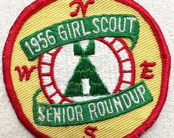 Vintage 1956 Girl Scout Camp Patch: Senior Roundup