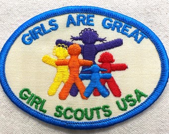 Vintage 1990s Girl Scout Program Patch: Girls Are Great – Embroidered/Photo art - Select