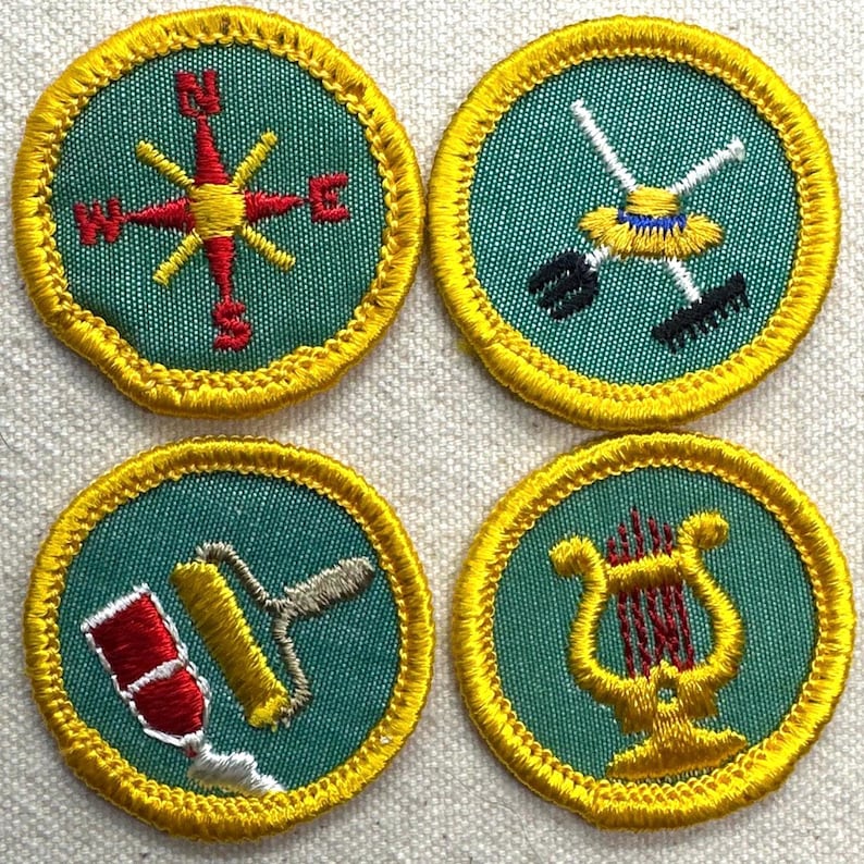 Vintage 1963-1974 Girl Scout Badge: RETIRED Cadette Proficiency - Cheesecloth backing - sold separately image 1