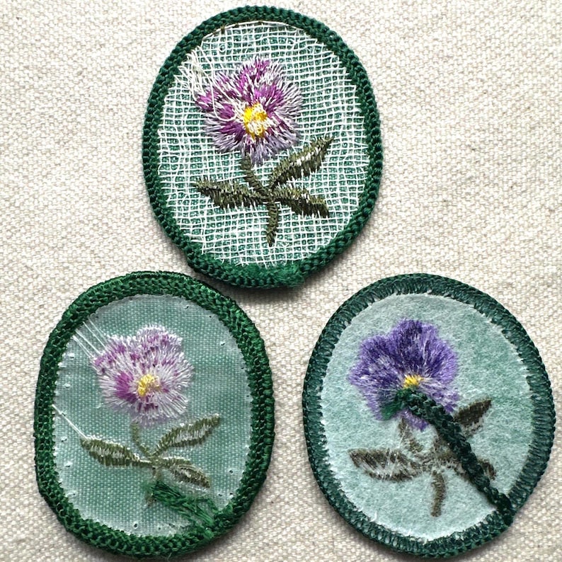 Vintage Troop Crest: Girl Scout Uniform Patch- Purple Pansy - Sold separately image 2