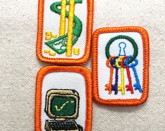 Vintage 1987-1996 Girl Scout Retired Interest Project Patches –Cadette/Senior –Worlds of Today and Tomorrow (Orange border) -Sold separately