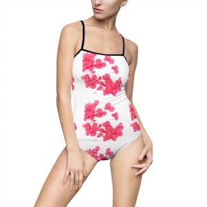Floral Women&#39;s One-Piece Swimsuit, Summer Swimwear, Beach Holiday, Pool Party, Floral Swim Suit, Vacation Essentials, Women&#39;s Swimwear