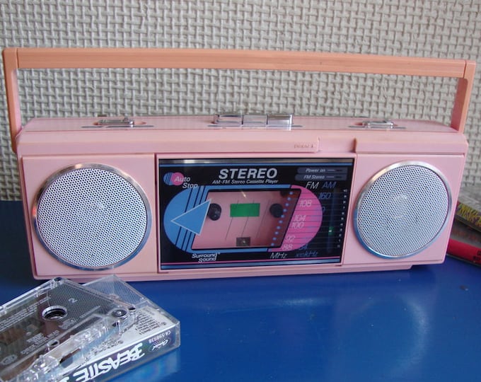 80s Pink Baby Boombox Vintage Cassette Tape Player and Portable Radio ...