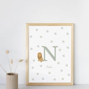 Póster de letras con hojas y motivos animales (13 x 18 cm)