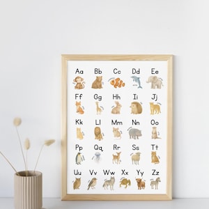 ABC-Poster - Lernposter für Kinder - Alphabet deutsch (Tiere) (13x18cm)