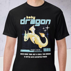 Camiseta de dragón bebé Y2k – Camiseta de skater de anime – Camiseta de criatura de la cultura pop de los 2000 – Ropa urbana Vaporcore – Camiseta gráfica de dragón para jugadores de TCG