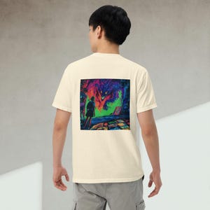 T-shirt dragon psychédélique - T-shirt créature neutre fantastique - Cadeau inspiré de MTG - Chemise Magic the Gathering - Impression monstre JRPG dans le dos