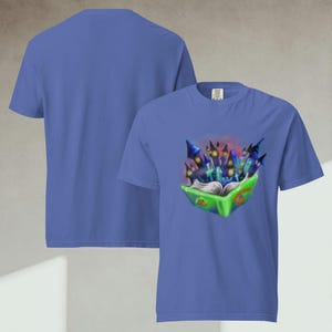 Camisa Toon World Azul – Camiseta inspirada em YuGiOh com cartas mágicas – Estilo retrô de anime aerógrafo – Presente engraçado de monstros de duelo – TCG Player Streetwear