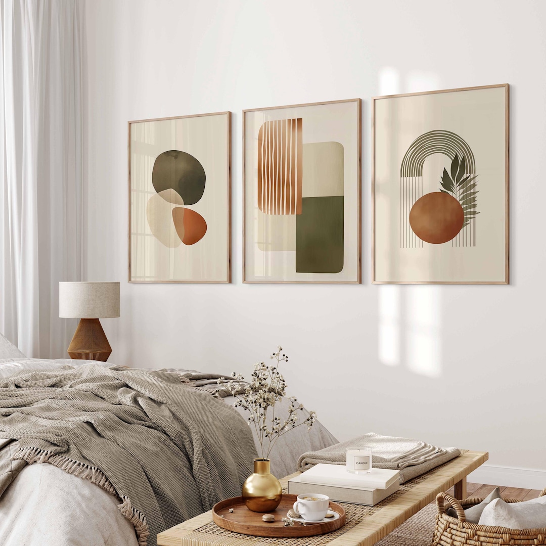 Boho Abstract Art Prints Set of 3 Printable Minimalist Abstract Wall ...