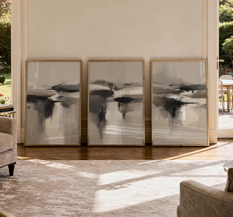 Modern Texture Neutral Abstract Wall Art Set of 3 Nordic Prints ...
