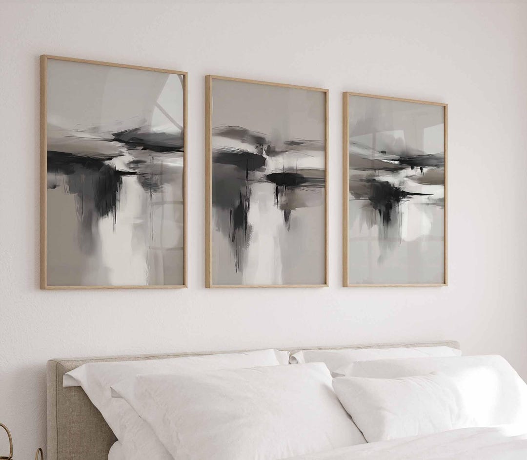 Modern Texture Neutral Abstract Wall Art Set of 3 Nordic Prints ...