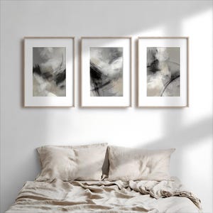 Modern Abstract Wall Art Set of 3 Prints Abstract Brushstrokes ...