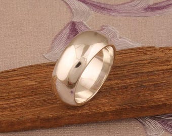 Anello a fascia semplice - Anello a cupola in argento sterling 925 - Anello a fascia in argento - Fascia in argento fatta a mano - Regalo per lei