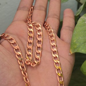Pure Copper Chain Necklace,Copper Pure Copper Flat FIGARO Chain Necklace Healing Copper Jewelry anniversary gift