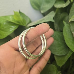 Set of 2 Solid 925 Sterling Silver Bangle Thick Heavy Silver Bangle Chunky Silver Bracelet Stackable Bangle Silver Handmade 5mm Bangles