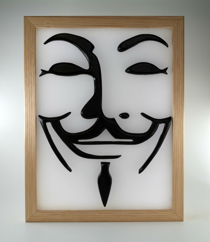 Guy Fawkes Mask V for Vendetta Led Light Box Wax Painting Etsy