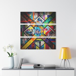 Colorful Abstract Triptych Acrylic Prints for Modern Decor, Wall Art, Home Design, Living Room, Office