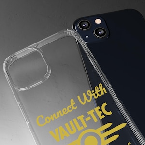 Fallout Vault-Tec Clear Phone Case - Connect with Gaming Style, Tech Gift, Geek Accessory, Customizable Protection, Perfect for Gamers