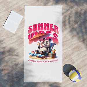 Summer Vibes Panda Beach Towels | Fun Towels for Pool Days, Beach Trips, Gifts for Kids, Summer Decor, Vacation Essentials