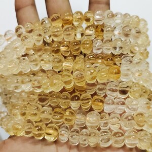 citrine carved gemstone beads,gemstone carved rondelle beads shape,9.5 to 10 mm size, 16 inch strand beads,carved rondelle gemstone beads,