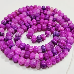 Purple Opal Carved Rondelle Beads: 9mm Gemstone Strand