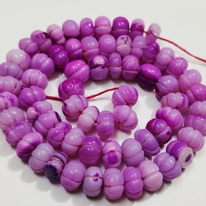 Purple Opal Carved Rondelle Beads: 9.5mm Gemstone Strand