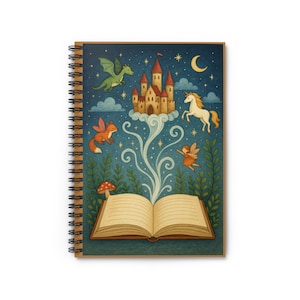 Whimsical Fantasy Spiral Notebook, Fairy Tale Journal, Dreamy Notepad, Creative Writing Gift, Magical Art Sketchbook