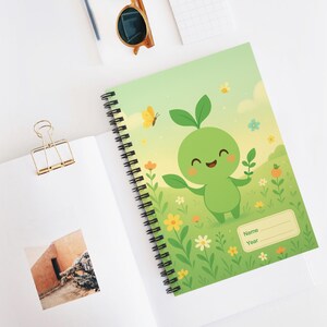 Cute Plant-Themed Spiral Notebook for Kids, Personalized Journal, Nature Lover Gift, Back to School Supplies, Eco-Friendly Stationery