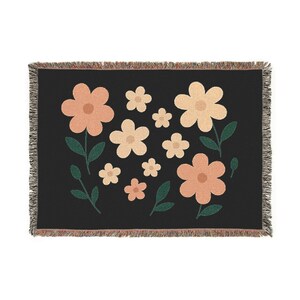Floral Woven Cotton Blanket: Boho Home Decor Throw