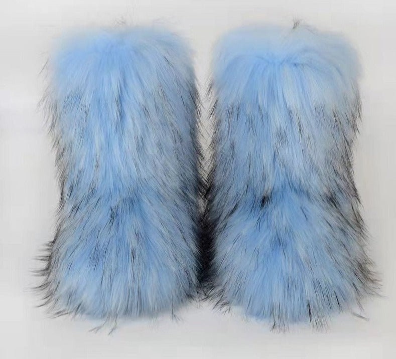 Fluffy Faux Fox Fur Boots Women's Winter Boots Vegan - Etsy