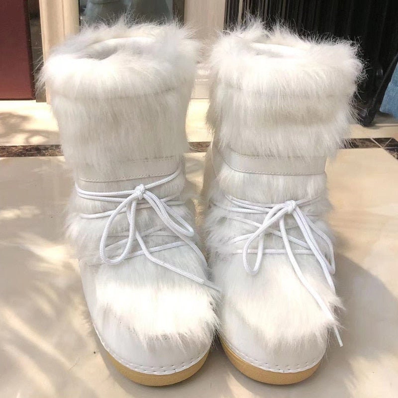womens white fuzzy boots