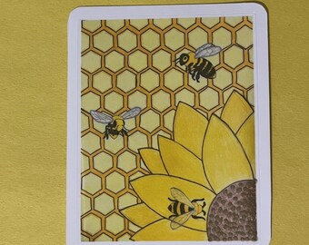 Abeja y girasol: El encanto de la naturaleza, pegatina para portátil