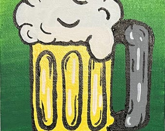 Jarra de cerveza acrílica: lienzo de 13 x 18 cm, decoración del hogar